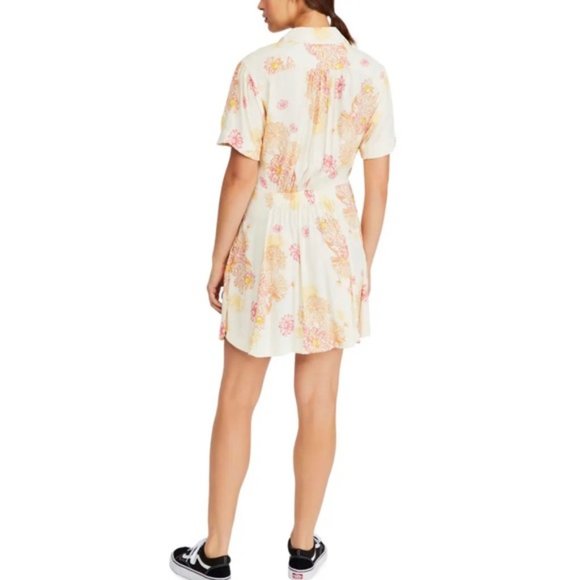 Free People Hawaii Short Sleeve Mini Dress in Cream with Floral - Picture 5 of 15